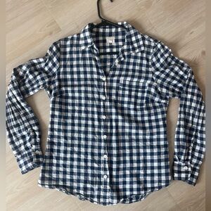 J. Crew Navy and White Plaid Shirt